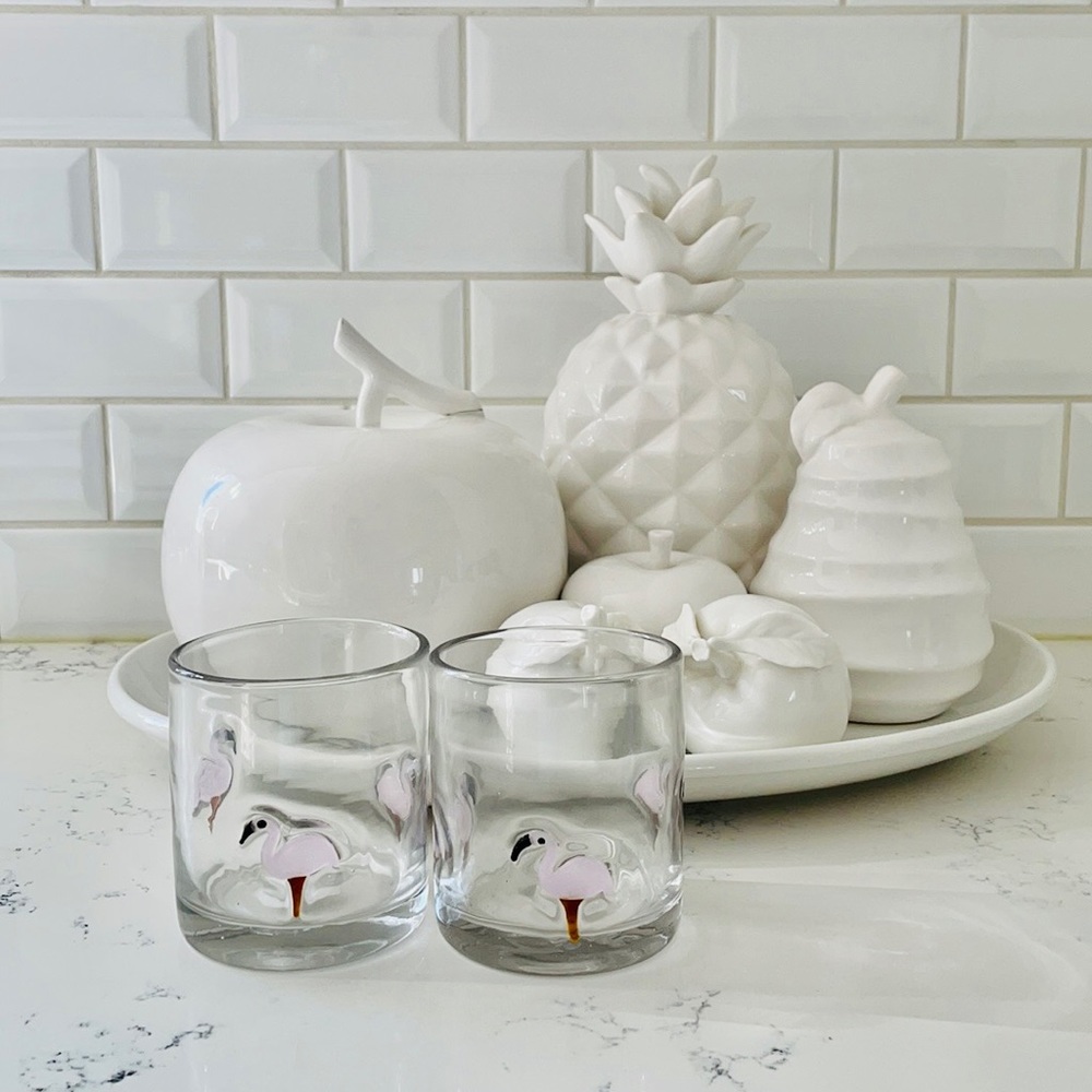 Crate&barrel 🦩Keko Flamingo Old Fashion Glasses - Picture 2 of 12